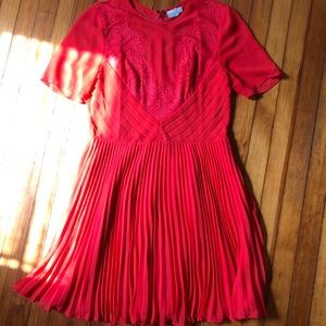 ASOS red cocktail dress with lace appliqué